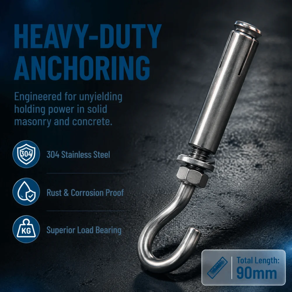 6pcs Heavy Duty Expansion Bolts Opening Hole Design Sturdy Ceiling Hook Bolts Concrete Wall Hooks For Communication Equipment