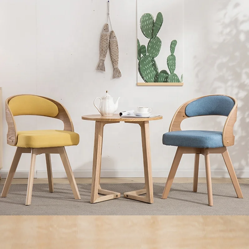 

WSSJ4688 Factory Nordic Fabric Leather Revolving Leisure Chair Living Room Chairs Dining Chair Wood Kitchen Furniture