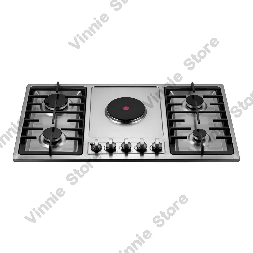 5 burner Kitchen Gas Stove Comercial Big Power Gas Cooker Hob Hot Plate and Gas in One Cooktop