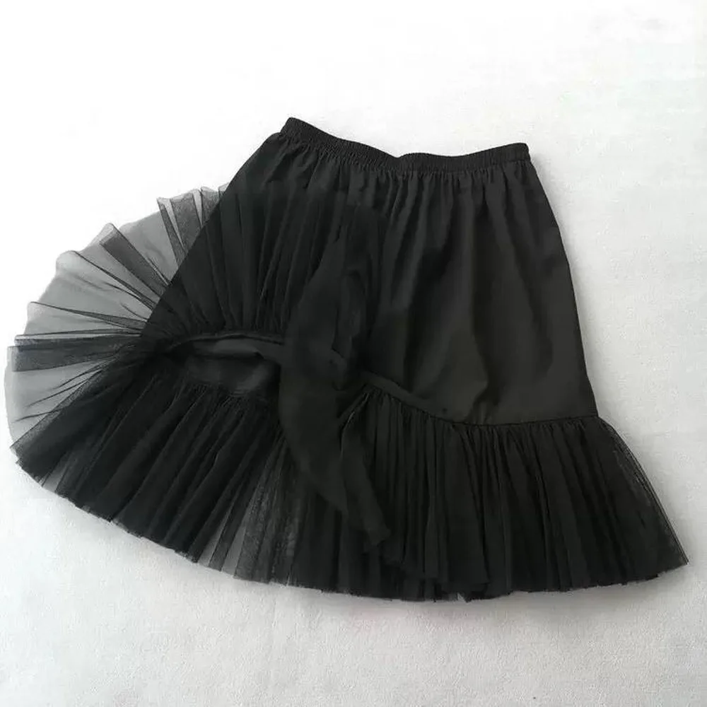 2023 New Women\'s Patchwork Tulle Lined Under Skirt Bottom Skirt  Literary and Artistic Petticoat Underskirt Gothic Clothes Women