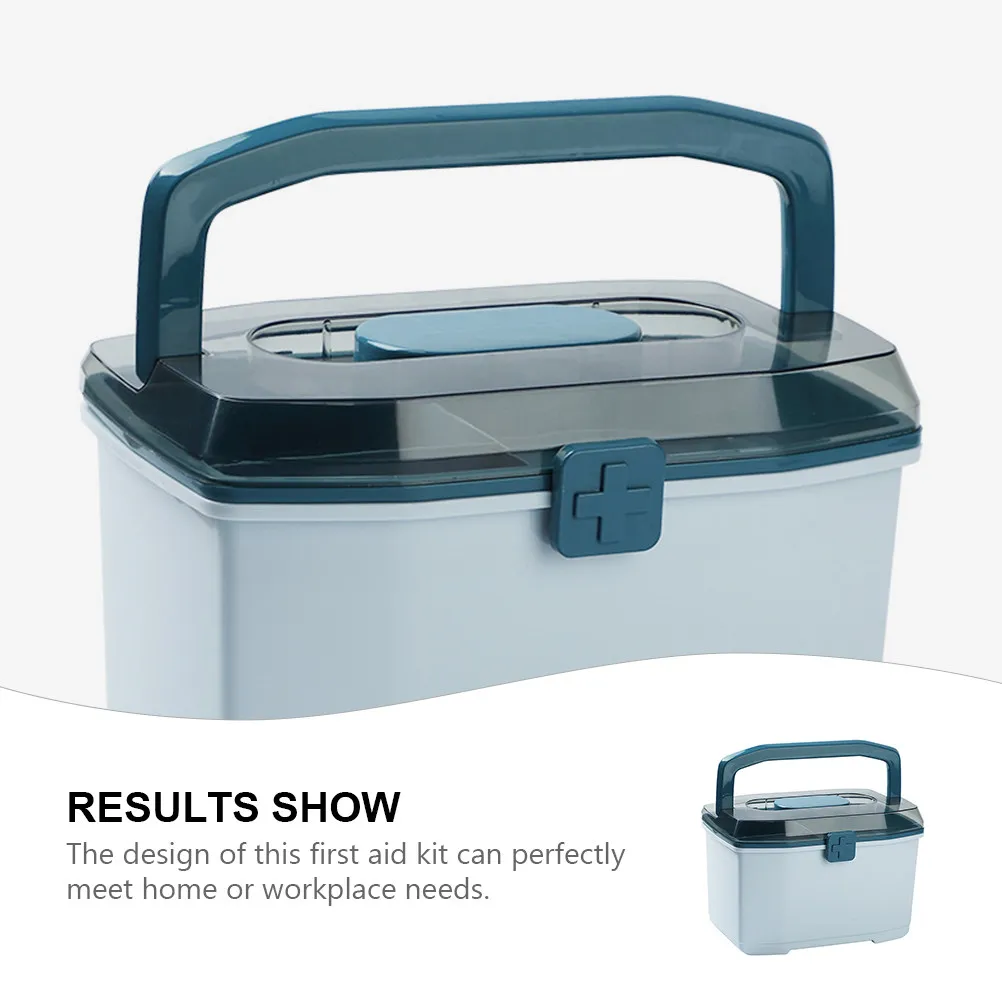 Plastic Medicine Storage Box Lockable First Aid Case Portable Household Emergency Organizer Desktop Double-Layer Large Capacity