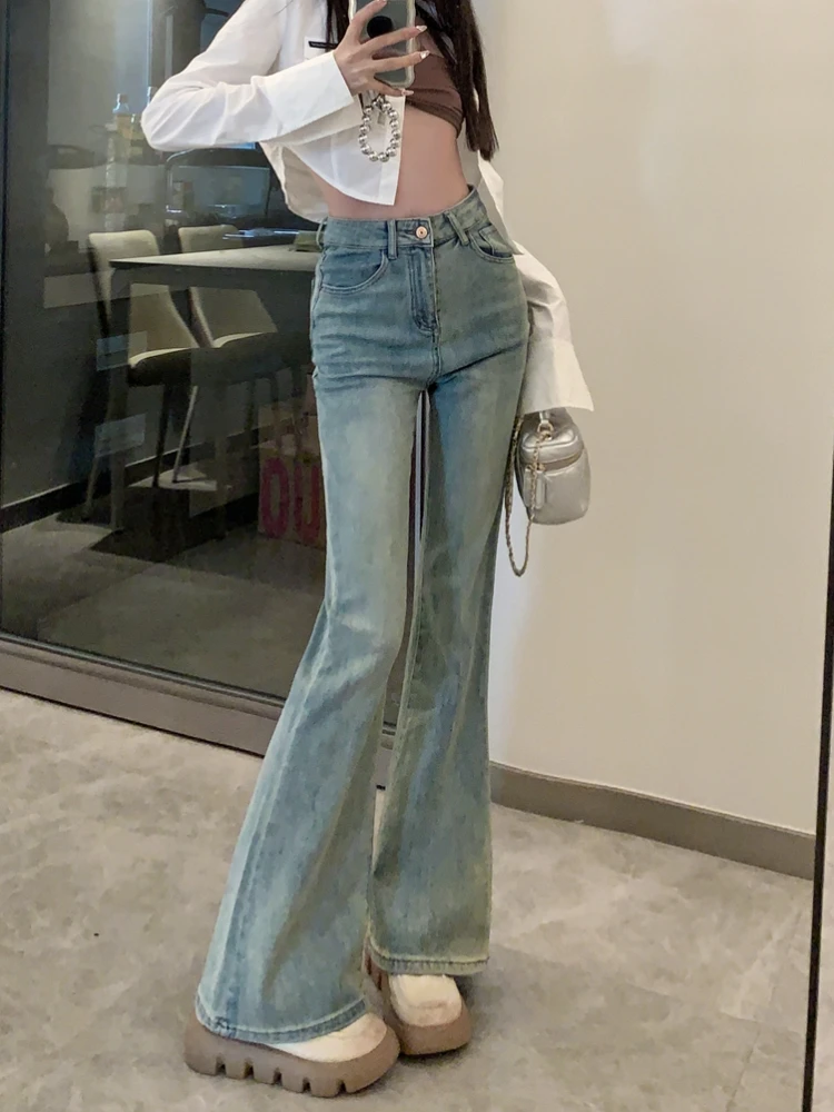 Summer Bule Y2k Elegant Jeans Women High Waist France Designer Flare Pants Female Bodycon Korean Fashion Denim Pants 2023 New