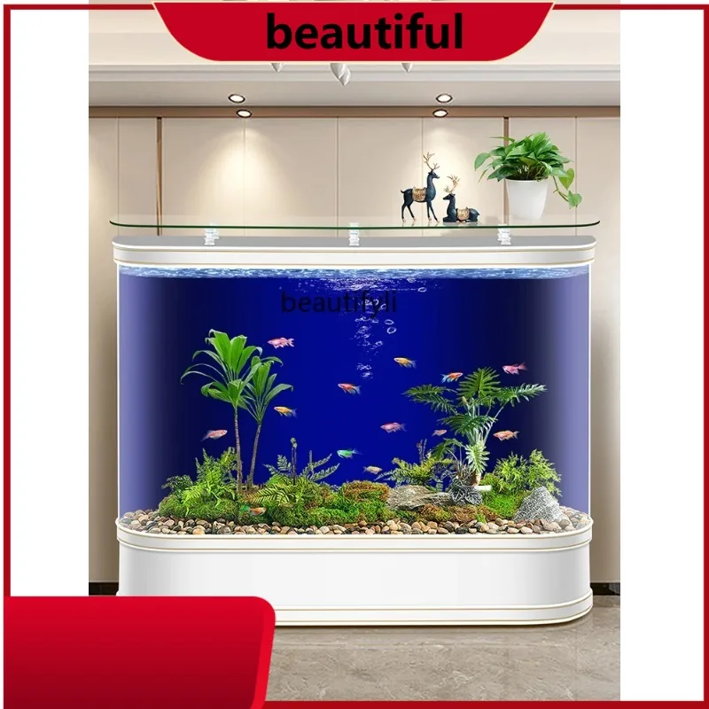 

Hot Bending Integrated Fish Tank Living Room Light Luxury High-End Large Fish Globe Ecological Change Water H