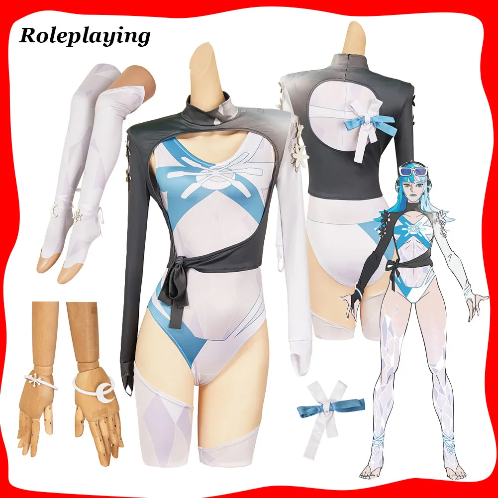 Luna Snow Cosplay Blue Swimsuit Set Costume Game Rivals Seol Hee Roleplay Jumpsuit Clothing Women Halloween Carnival Party Suit