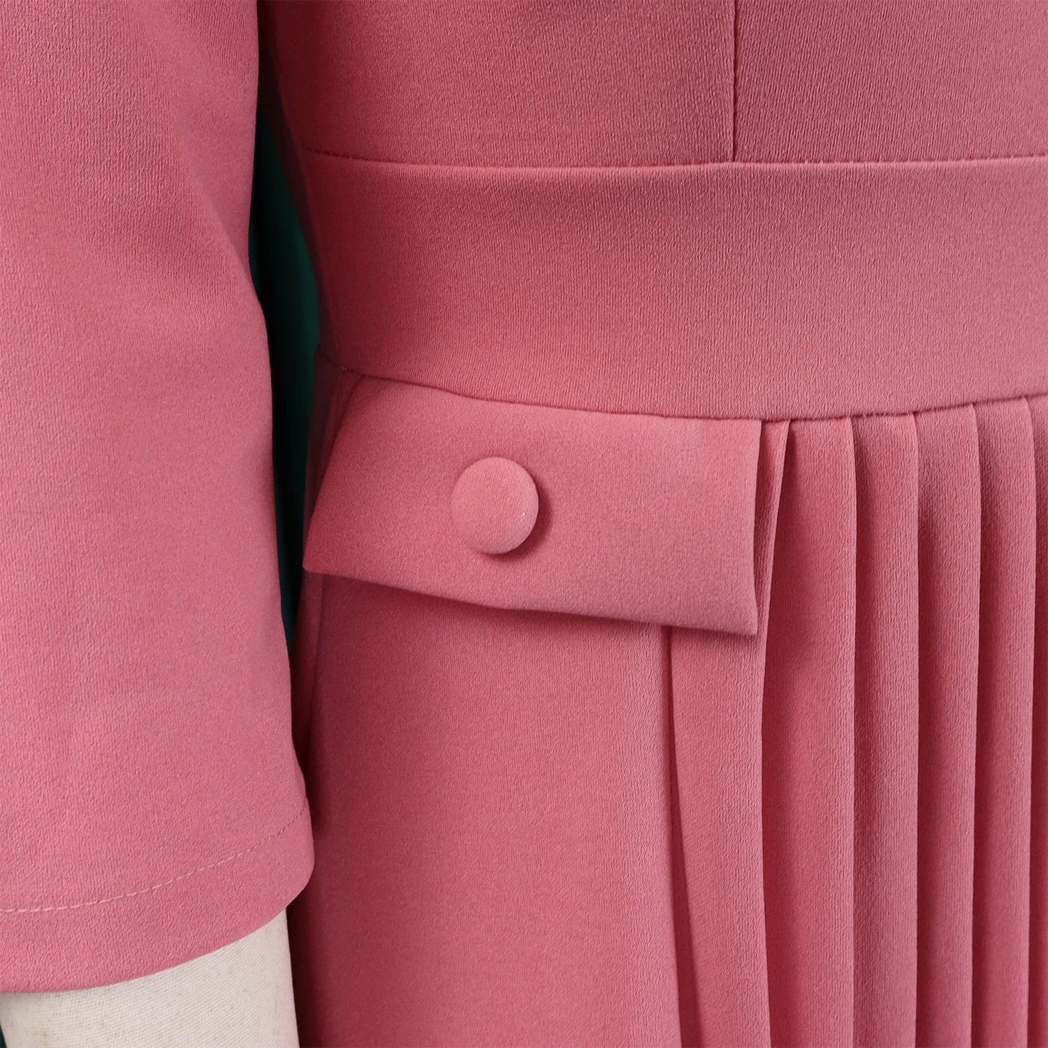 女性用プリーツミディドレス,ラウンドネック,女性用作業服,エレガントなオフィスドレス,ふくらはぎの中間,フォーマル,袖,七分袖