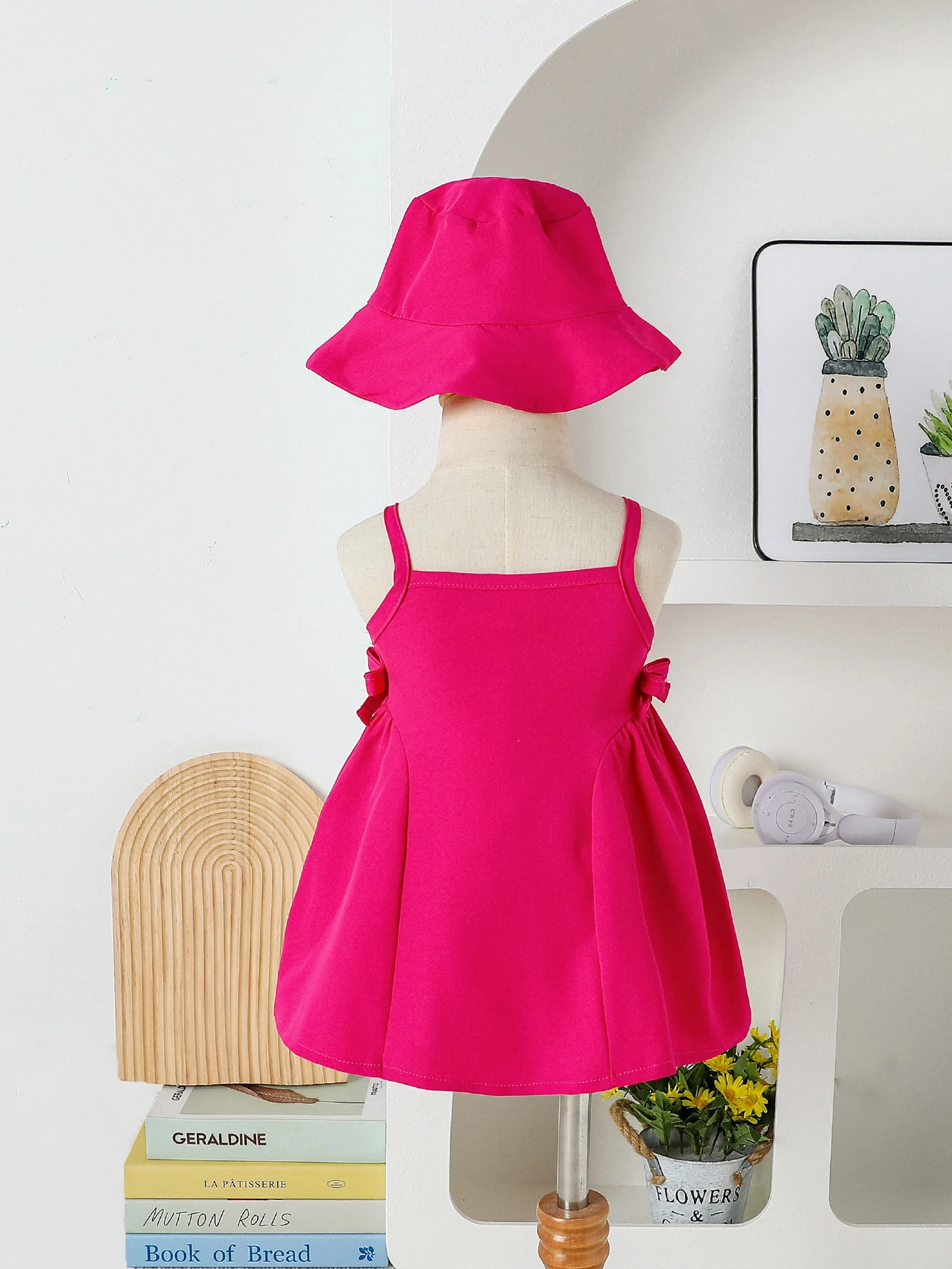 2025 New Summer Solid Strapless Dress with 3D Flower Sun Hat, Casual and Versatile Two-piece Set