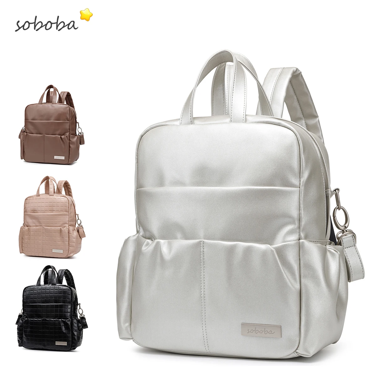 حقيبة حفاضات لحديثي الولادة ، سعة كبيرة ، مقاومة للماء ، صلبة ، بحزامتين ، تصميم جديد #1