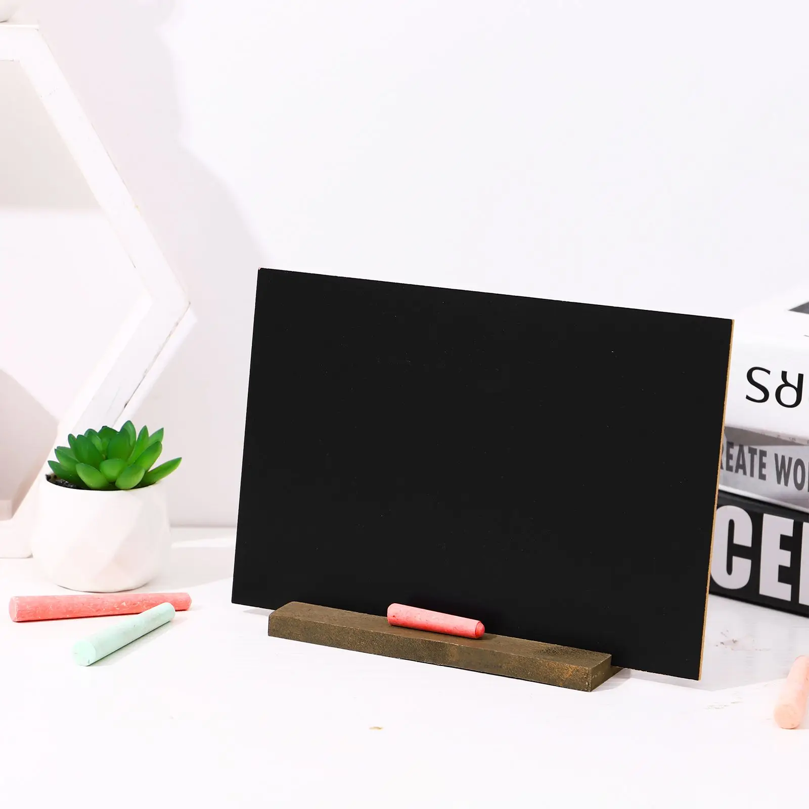 Mini Tabletop Blackboard Double Sided Chalkboard Sign With Wooden Base Message Board Presentation Supplies Restaurant