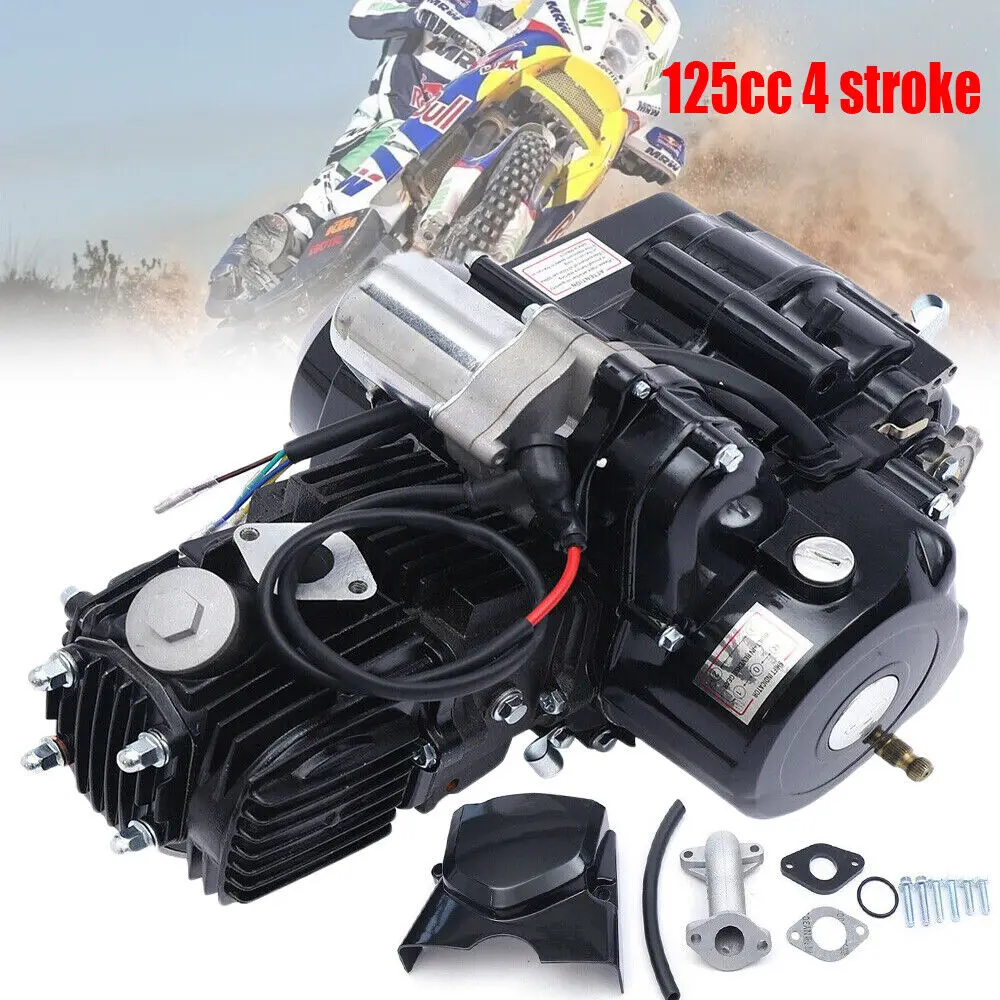 7.64HP 125cc 4 stroke ATV Engine Motor Semi-Auto w/ Reverse Electric Start For GO Karts USA  Motor Accessories