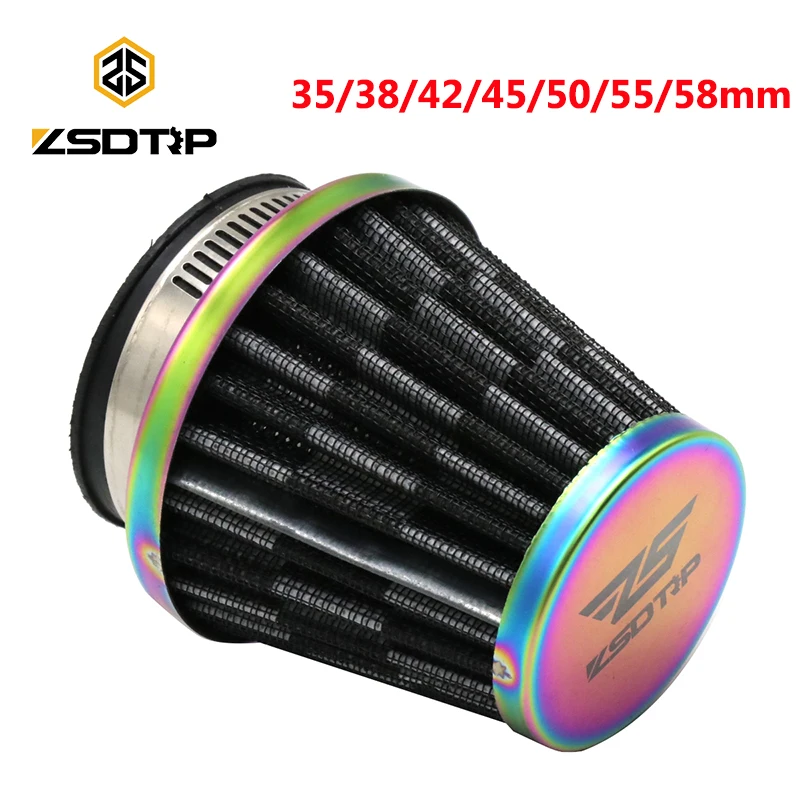 ZSDTRP Universal 35/38/42/45/50/55/58mm Motorcycle Air Filter Intake Pipe for 50cc 110cc 125cc 250cc ATV Dirt Bike Accessories