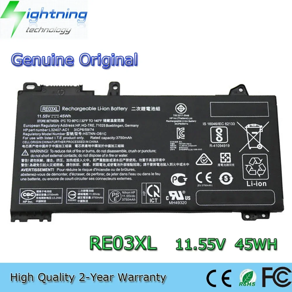 

Brand New Genuine Original RE03XL 11.55V 45Wh Laptop Battery for HP ProBook 430 440 445 450 455R G6 G7 HSTNN-DB9N etc.