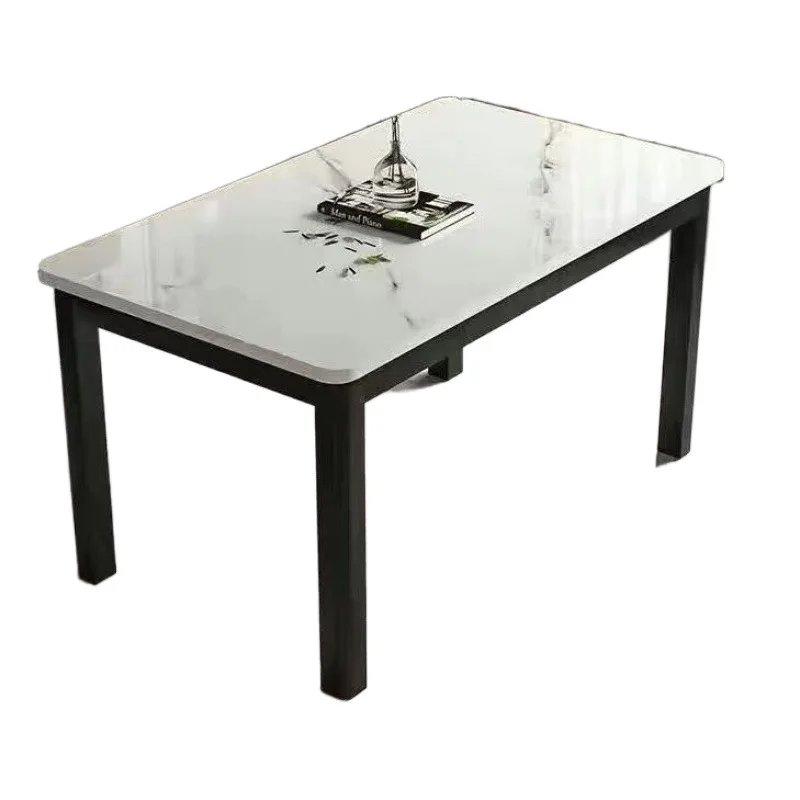 

Tempered glass dining table and chair combination Modern home dining table Simple guest restaurant Fast food restaurant ta