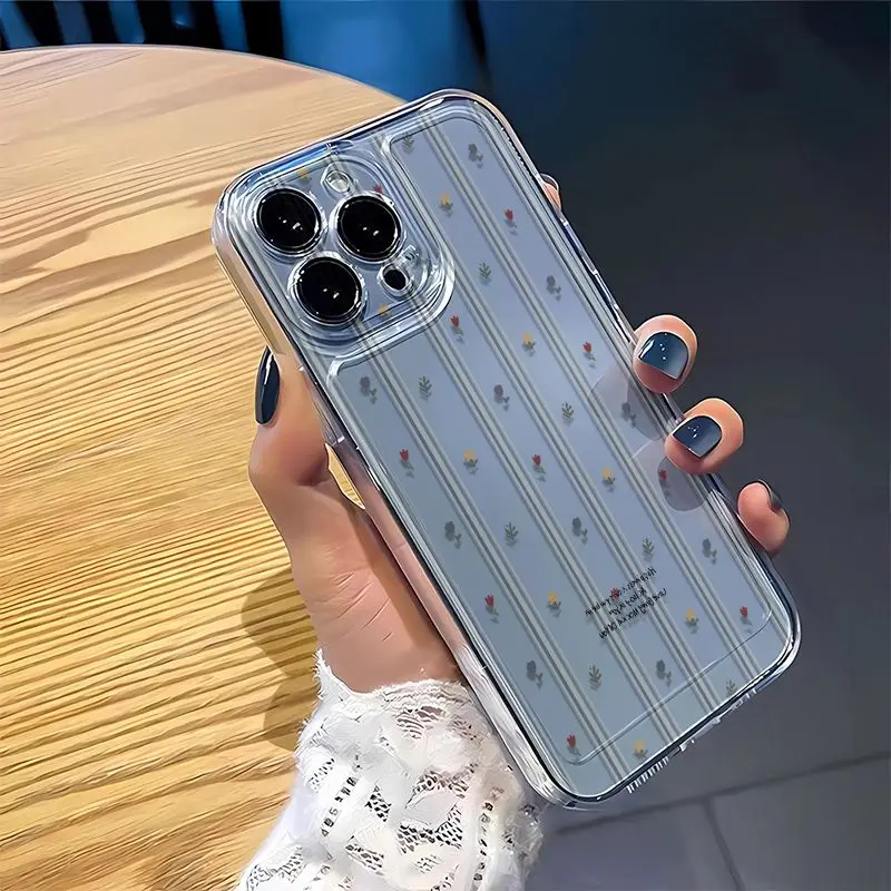 New Vertical Stripe Small Flowers Phone Case For Samsung S24 S23 Ultra Plus A55 A54 A15 A14 A25 A35 A52 A53 5G S22 S21FE Cover