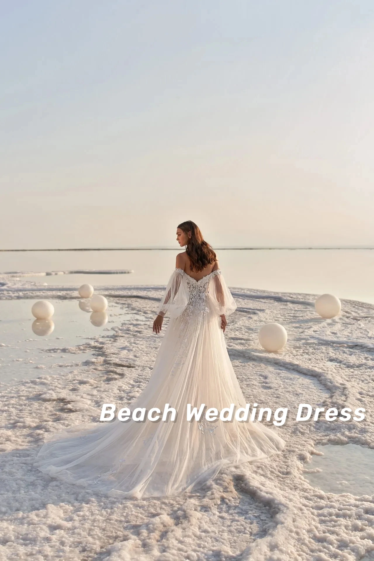 Vestido de casamento feminino praia renda sem alças linha A tule, decote em V profundo, trem, vestido de noiva sem costas, princesa trem