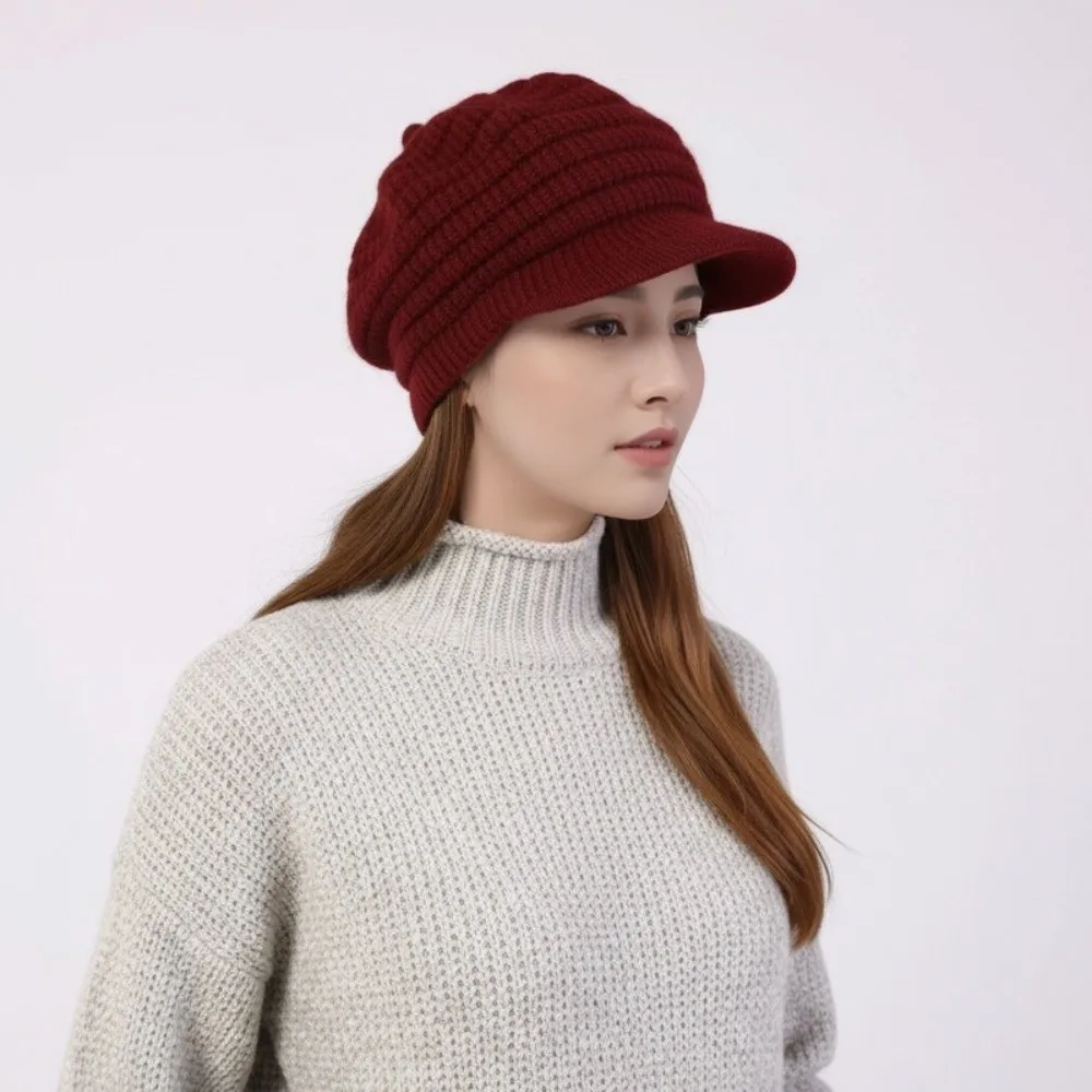 

Fashion Wool Women Warm Knit Hat Solid Color Breathable Newsboy Beret Casual Artist Beret Winter