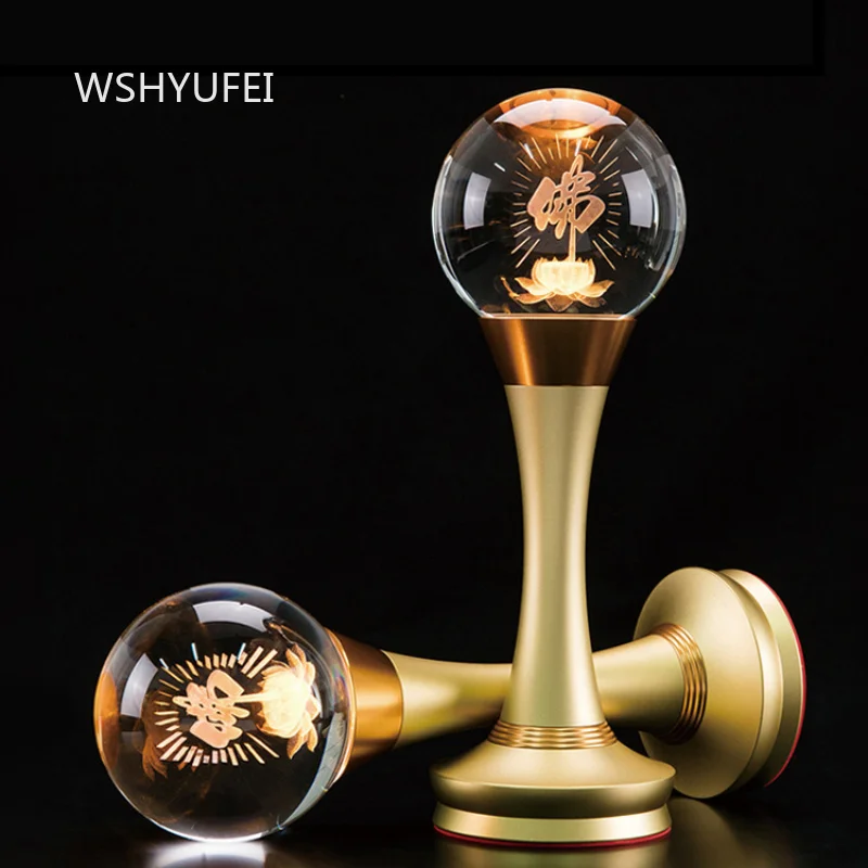 2pcs Colorful LED Crystal Buddhist Lamp, Gradient Buddha Light for Worship,Prayer and Display-Friendly,Buddhist Supplies