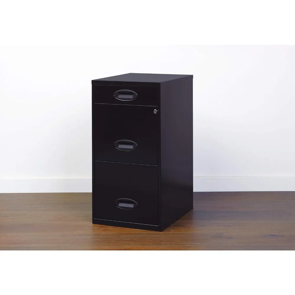 3 Drawer Metal File Cabinet with Pencil Drawer Black