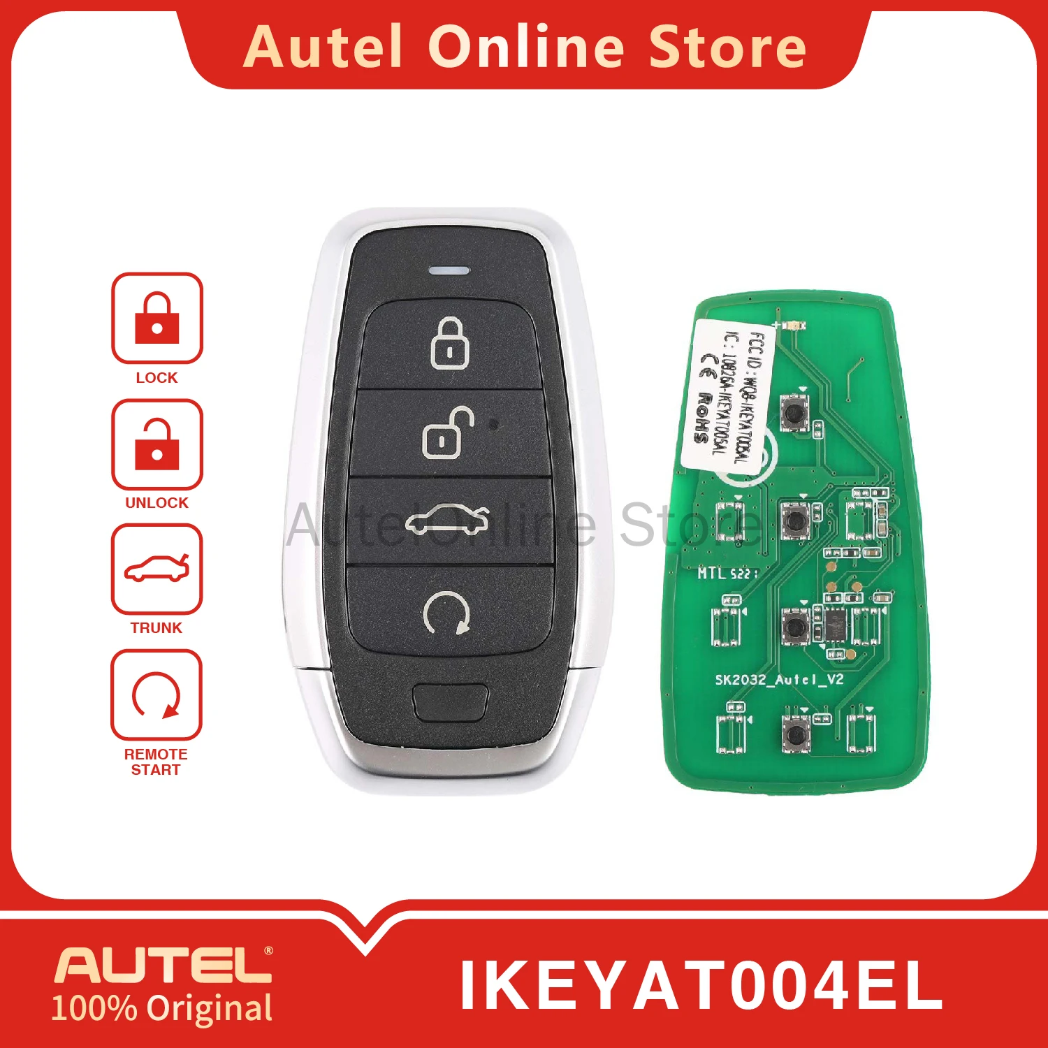 

AUTEL IKEYAT004EL 4 Buttons Universal Smart Remote Key for KM100/IM508/IM608