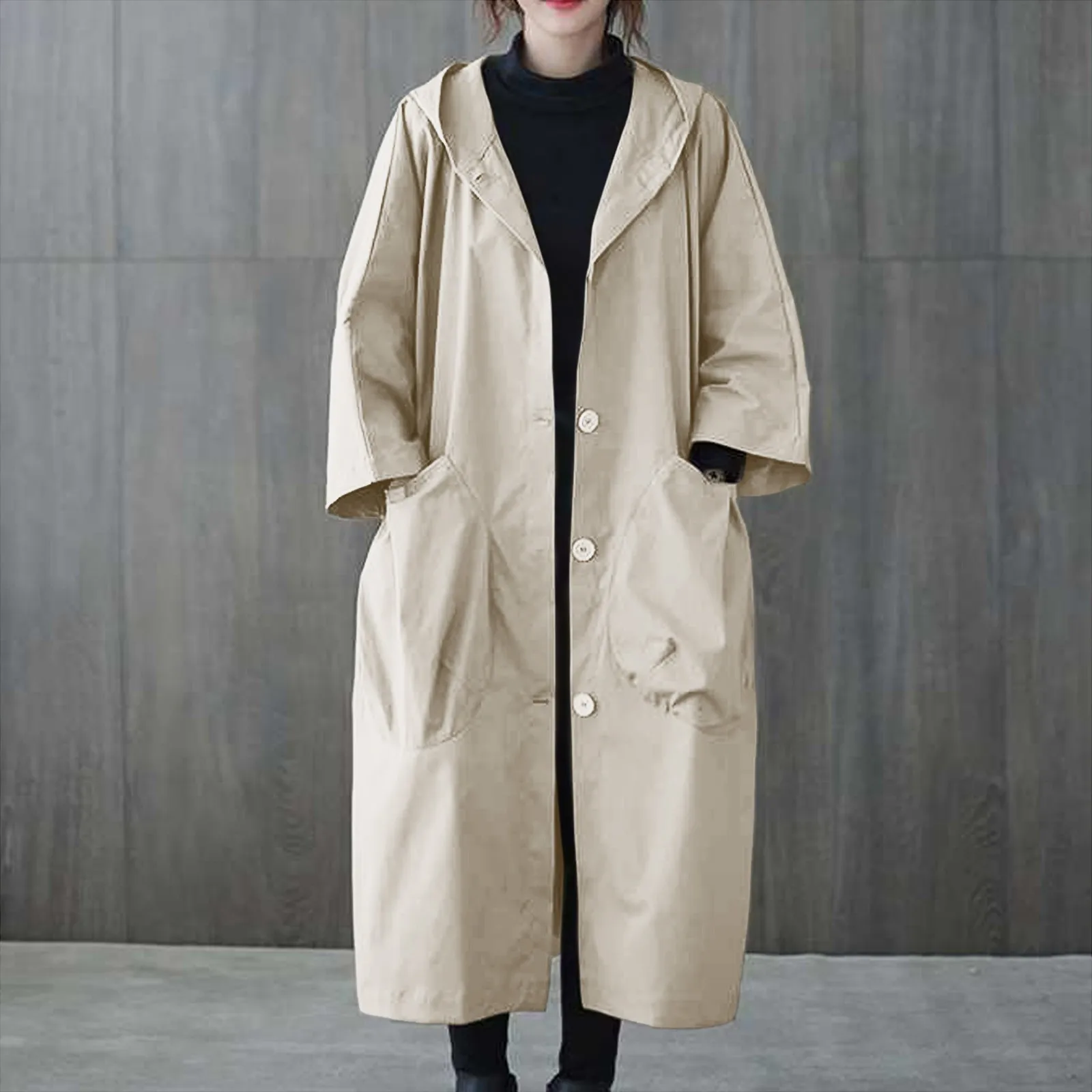 

Women's Spring Autumn Winter Long Coat Jacket Trench Coat Hooded Outerwear Oversized One Size Fits All Winter Wear for Women