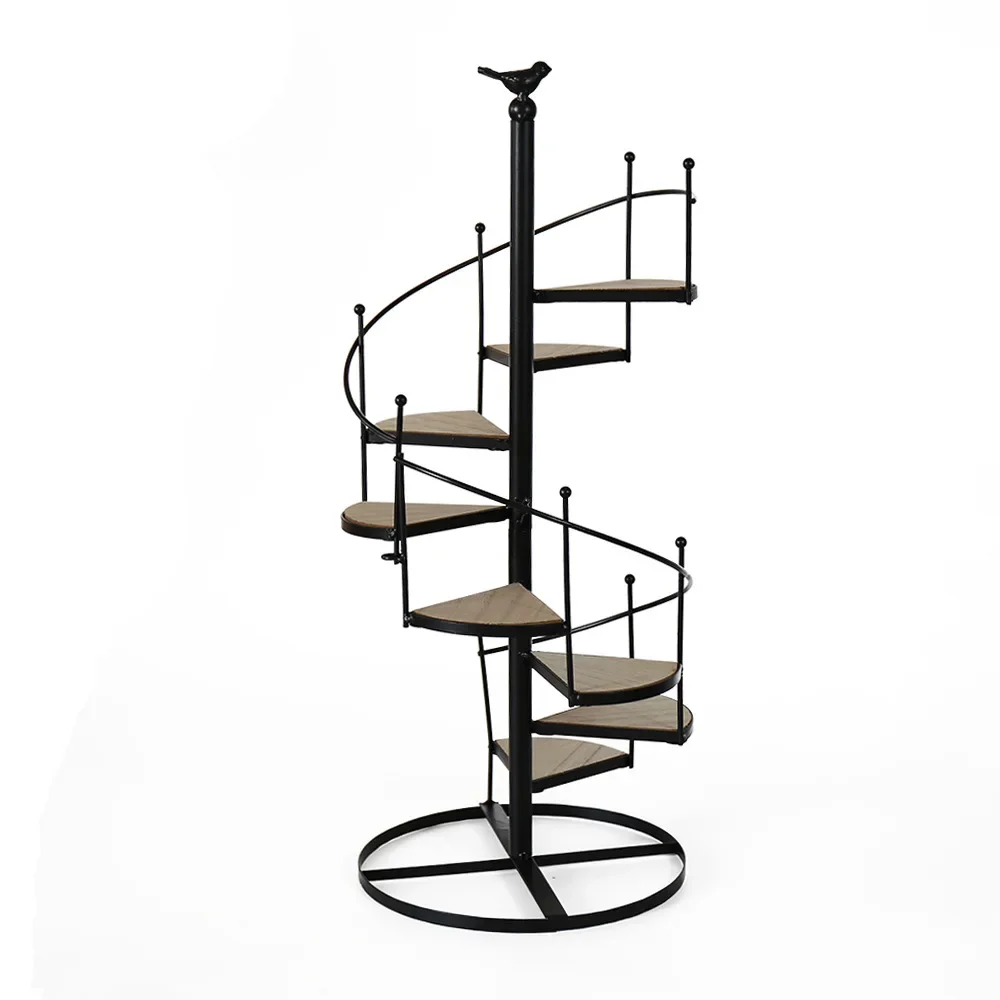 Modern Decorative Iron Plant Rack Stand Plants Succulent shelf 8 layer Stair shape Garden flower stand + wood plate  NJ71412