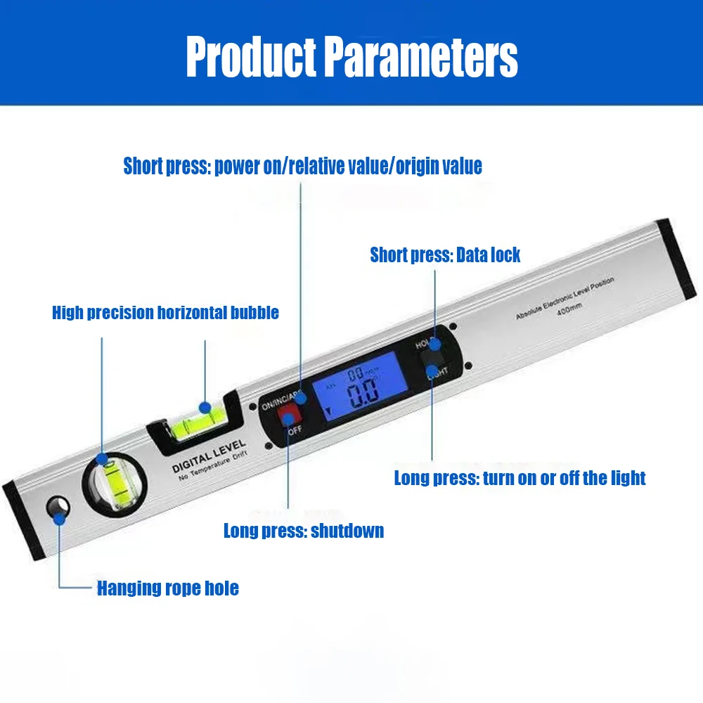 Digital Protractor Angle Finder Inclinometer electronic Level 360 degree with/without Magnets Level angle slope test Ruler 400mm