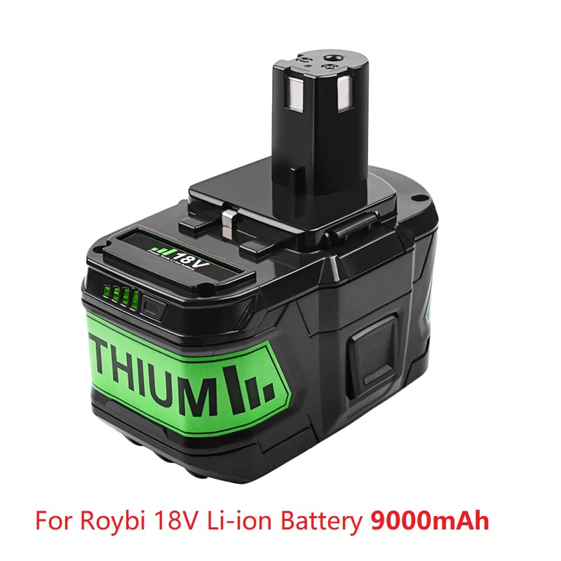 18V 9000mAh Rechargeable Lithium Battery Pack,for Roybi Power Tool Battery BPL1820 P109 P106 P105 P104 BPL18151 Li-ion Battery