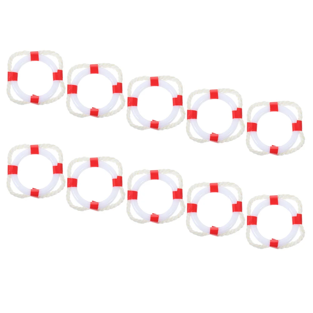 

10 Pcs Mini Life Buoy House Miniature Swim Rings Tiny Swimming Decors Plastic