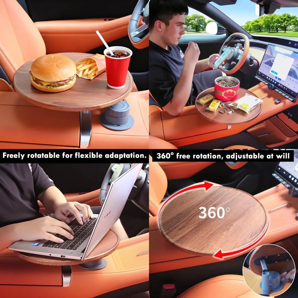 

Автомобильный поднос и автомобильный стол для ноутбука с возможностью 360° ° Вращающийся деревянный автомобильный стол для ноутбука, автомобильный столик, автомобильный поднос для еды — универсальная вкладка на руль