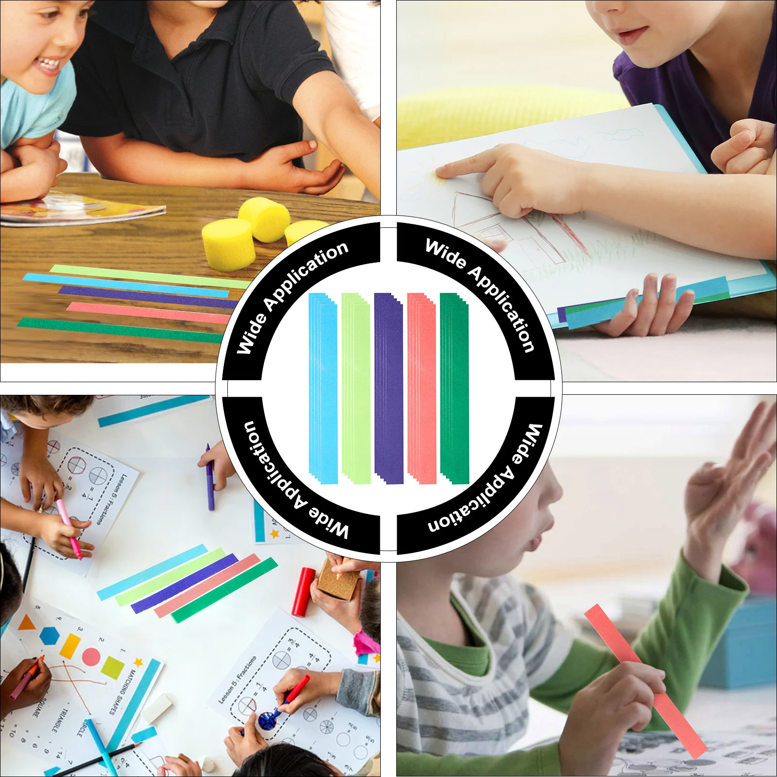 3Sets Large Quantity Colorful Counting Chips Plastic Long Strips Math Teaching Aids Classroom Practice Counters Long Strips