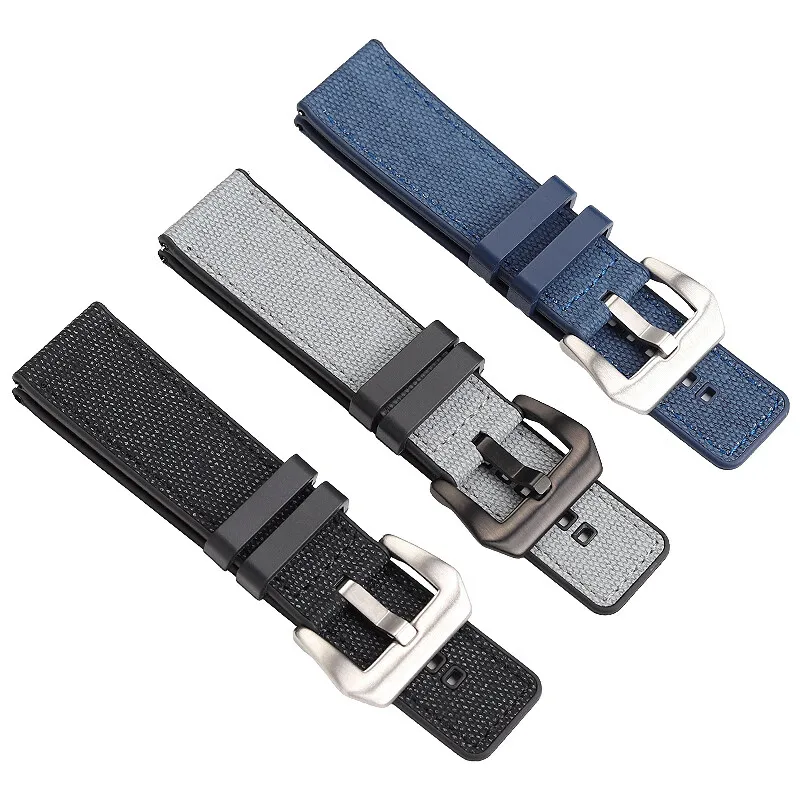 24mm wristband Canvas silicone watch strap  for Panerai stealth PAM1391/1565 Lumino 1404 series nylon rubber watchband