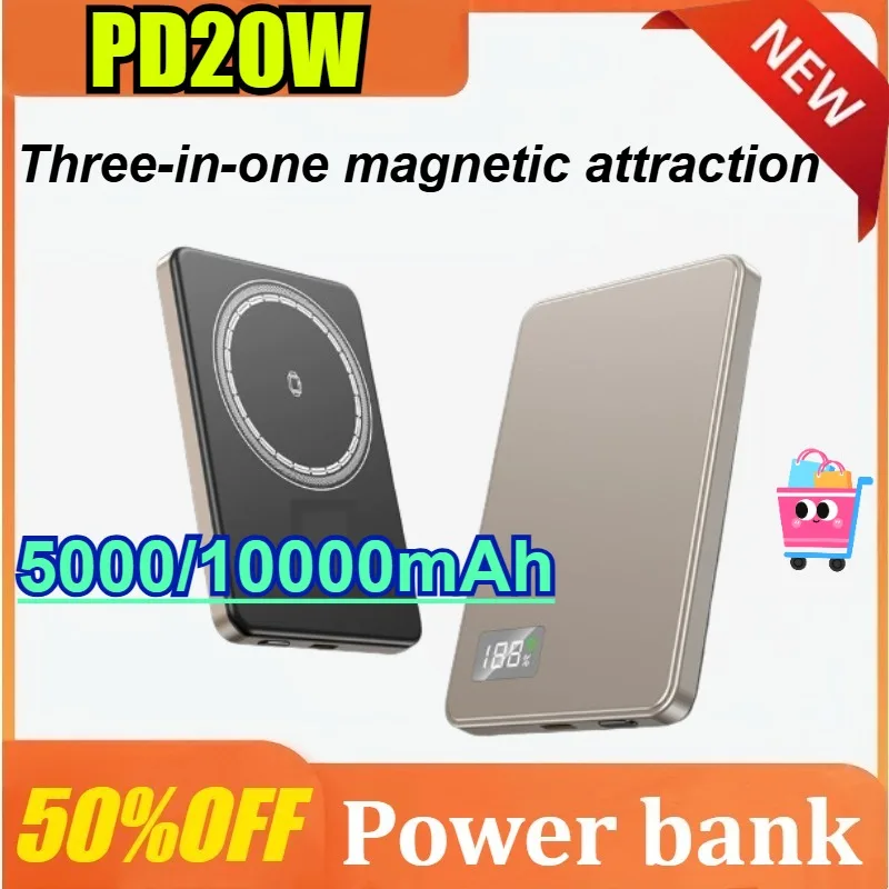 

Ultra Thin Power Bank for MagSafe,Magnetic Wireless Fast Charging LED Display Portable Battery for IPhone for Phone for Airpods