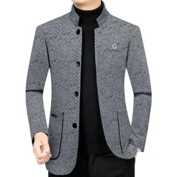 New Spring Autumn Men Stand-up Collar Blazers Jackets Man Business Casual Suits Coats High Quality Men Blazers Jackets Coats 4XL