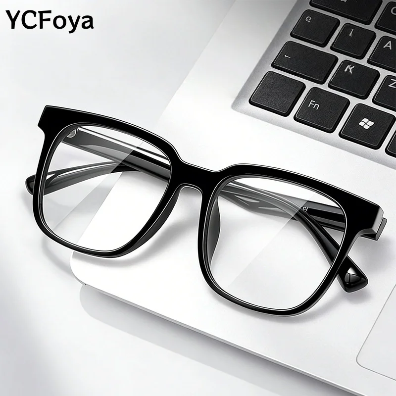 

YCFoya Women Men TR90 Retro Business Simple Square Glasses Ultra Light High Quality Fashion Eyeglasses Frame 1223