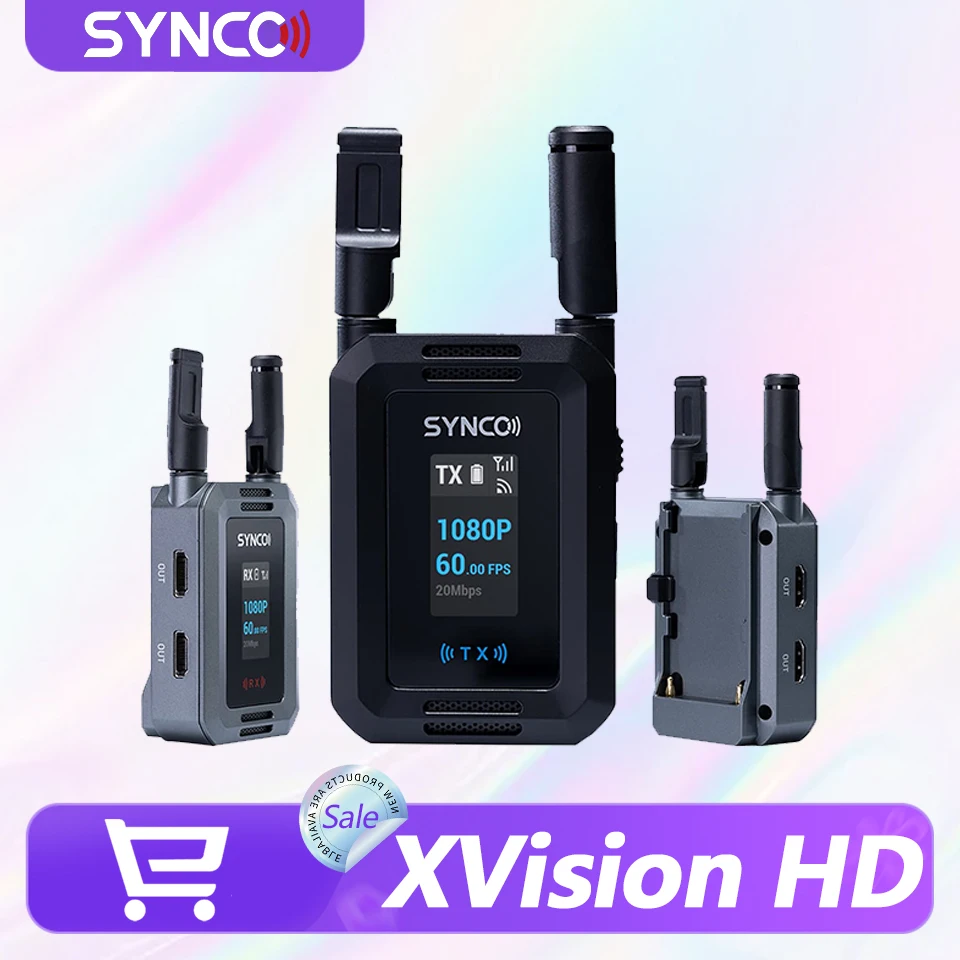 Synco XVision HD 40ms Ultra-Low Latency Wireless Video Transmission 300m 1080p60 Dual HDMI Output for Filmmaking