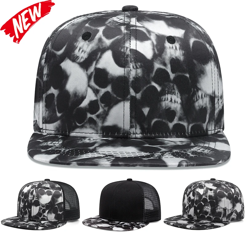 Fashion Camo Skull Embroidered Baseball Hat Men Women Adjustable Hip Hop Snapback Caps Adult Unisex Sunshade Cowboy Hat ﻿