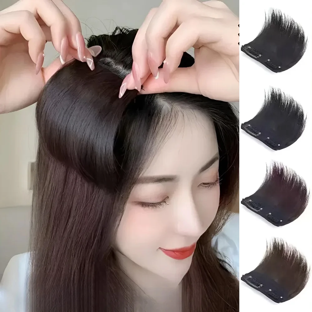 Synthetic Short Straight Pad Invisible Hair Extension Lining of Hair Top Side Cover Hairpiece for Women