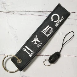 EAT FLY SLEEP REPEAT Black Phone Strap for Pilot Wrist Strap Lanyard for Keys Gym Phone Case Straps Badge Holder for Aviator