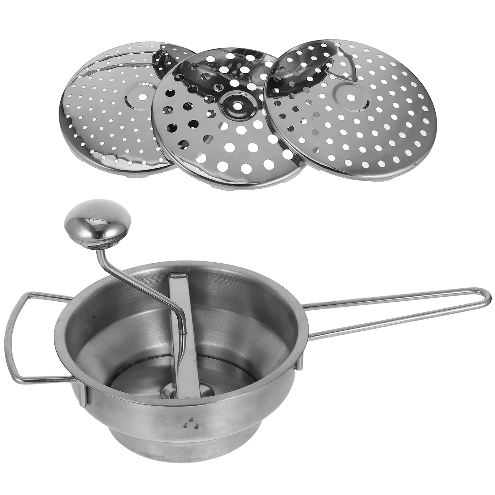 

1 Set Stainless Steel Potato Masher Ergonomic Handle Manual Rotary Ricer For Mashed Potatoes Vegetables Puree Small Portable