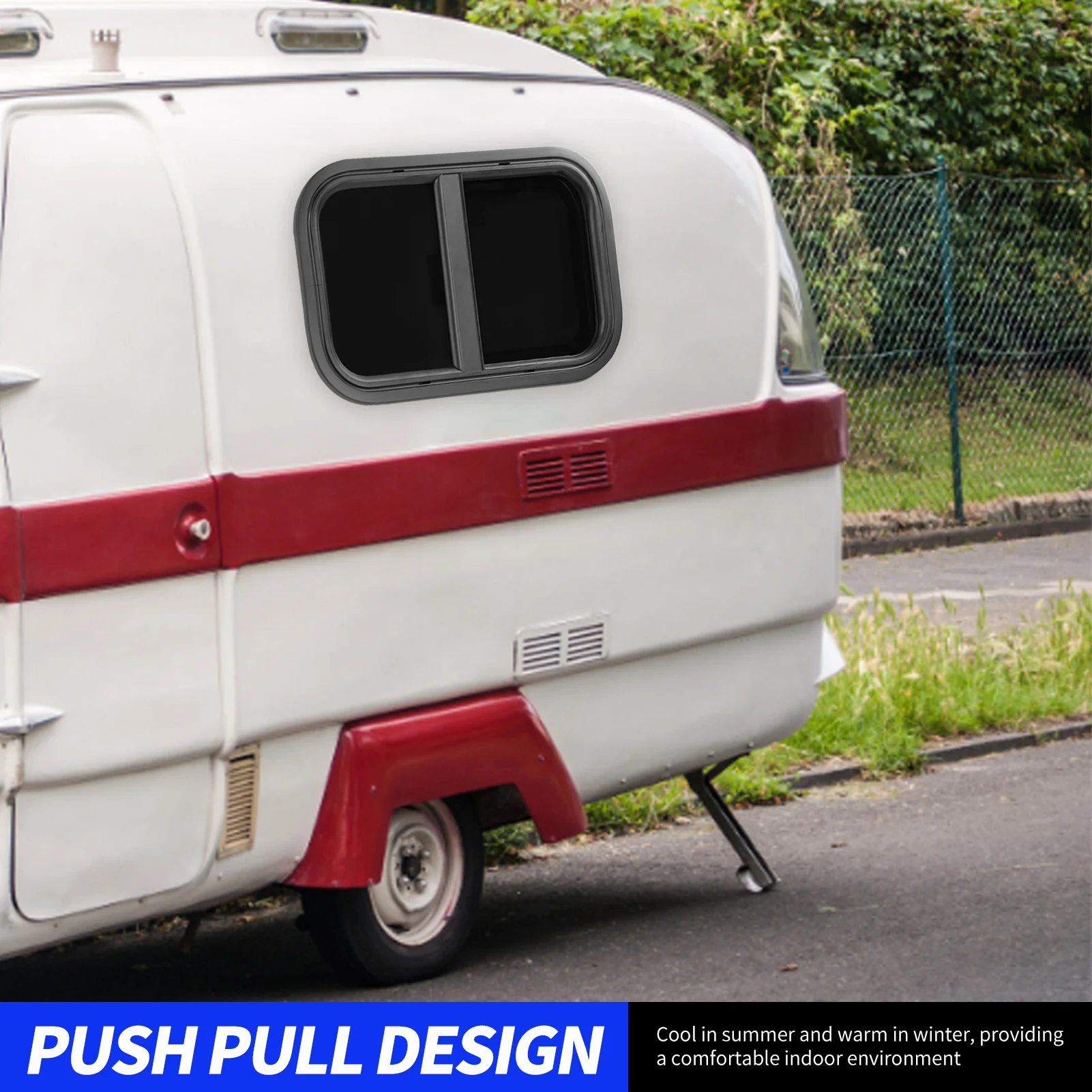 Jendela tarik RV, jendela Dorong Tarik sudut bulat tahan air jendela tertutup tahan UV dengan Fly Net Untuk kamper motor
