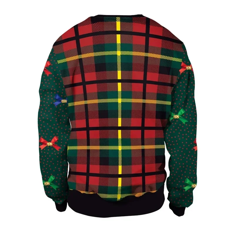 Men Women Xmas Sweatshirt 3D Christmas Wine Glass Bell The Gingerbread Man Print Ugly Christmas Sweater Holiday Party Jumper Top - view 4