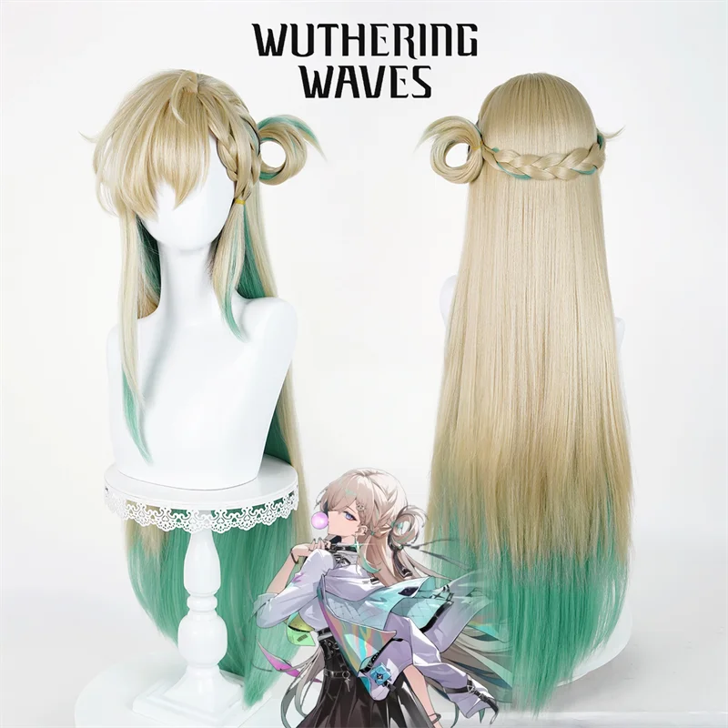 

Game Wuthering Waves LYNAE Cosplay Wig Golden Green Gradient Long Hair Heat Resistant Synthetic Wigs Halloween Carnival Prop