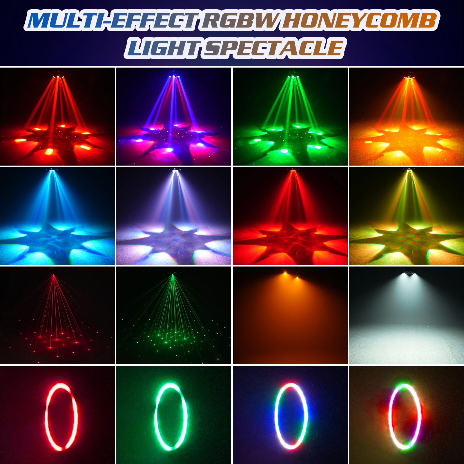 Somspot 150W Moving Head Light RGBW Stage Effect Lighting Projector DMX Voice Control for DJ Disco Party Concert Wedding Theater