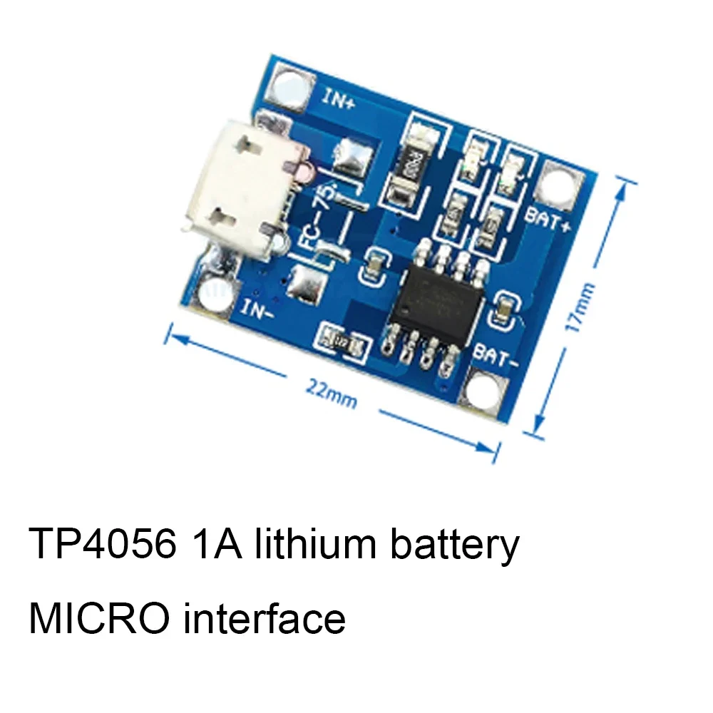 リチウム電池充電器モジュール充電ボード、保護付き、デュアル機能リチウムイオンバッテリー、18650、tp4056、5v、1a、マイクロ、タイプc、ミニUSB、5個