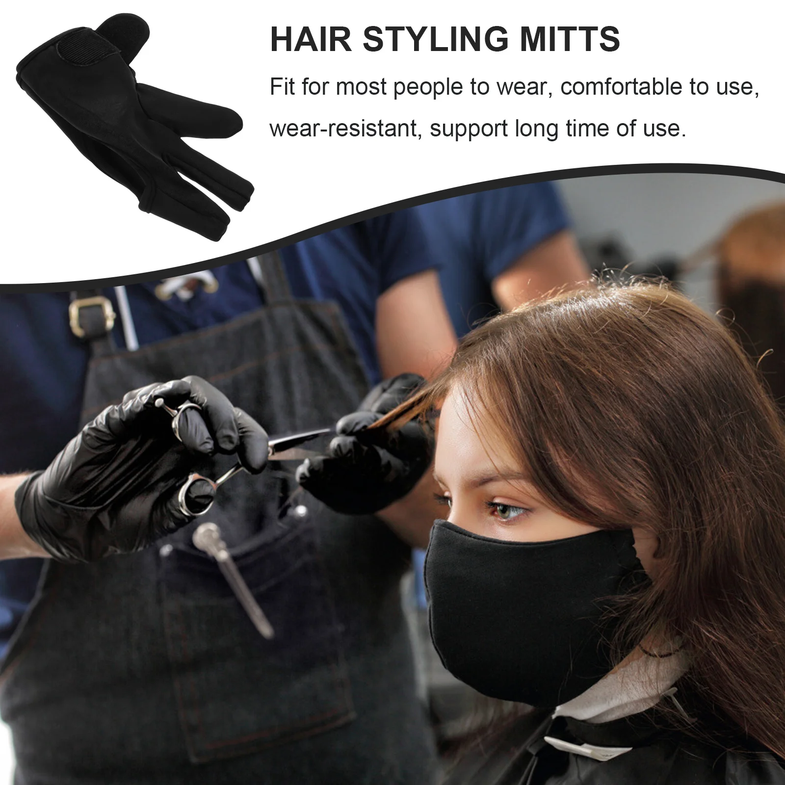 

3Pcs Heat Blocking Mitts for Hair Styling Professional Salon Use Safe Durable Cotton Gloves Hair Styling Gloves