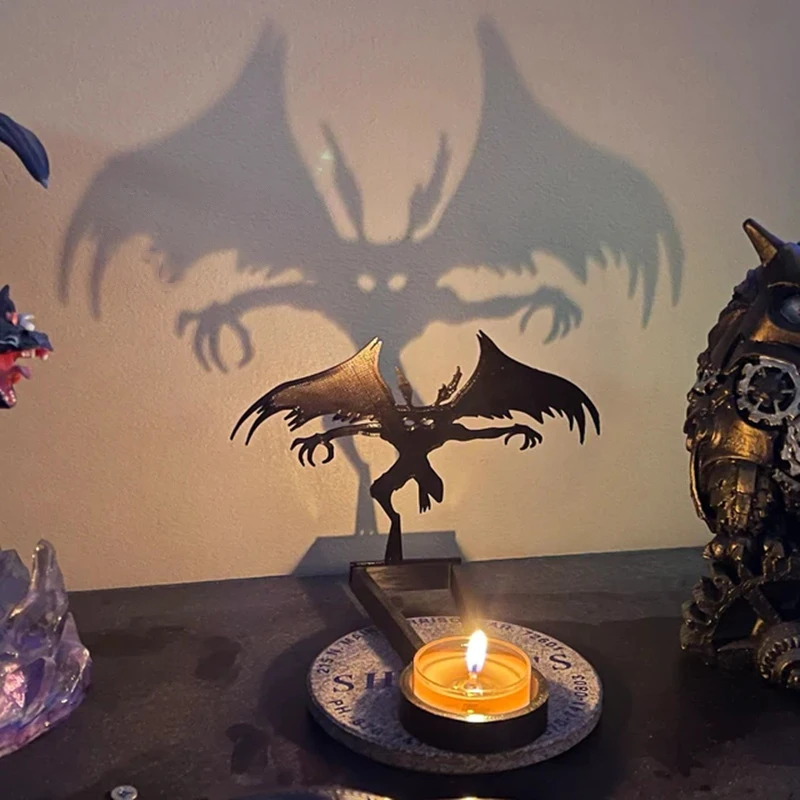 Halloween Creative Candlestick Horror Projection Candle Shadow Candlestick Ornament Gothic Horror Atmosphere Home Decoration