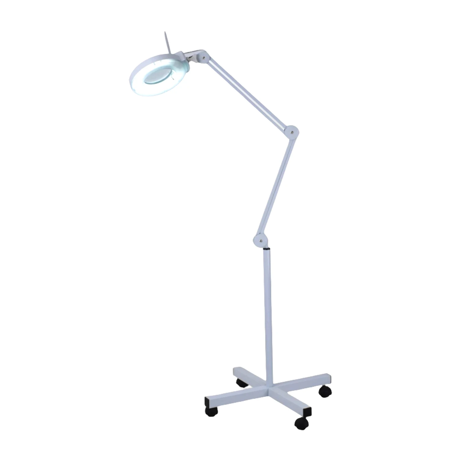 Lupa con soporte de luz 3 en 1, brazo oscilante ajustable, lámpara de suelo, 5 modos de Color, LED regulable, continua, 10 aumentos