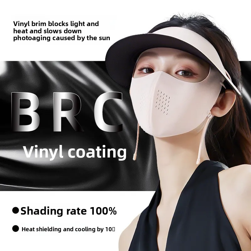 Summer New Face Kini Full Face Mask Brim Anti UV Women Sun Hat Integrated Protective Sunscreen Mask Breathable Outdoor Sports