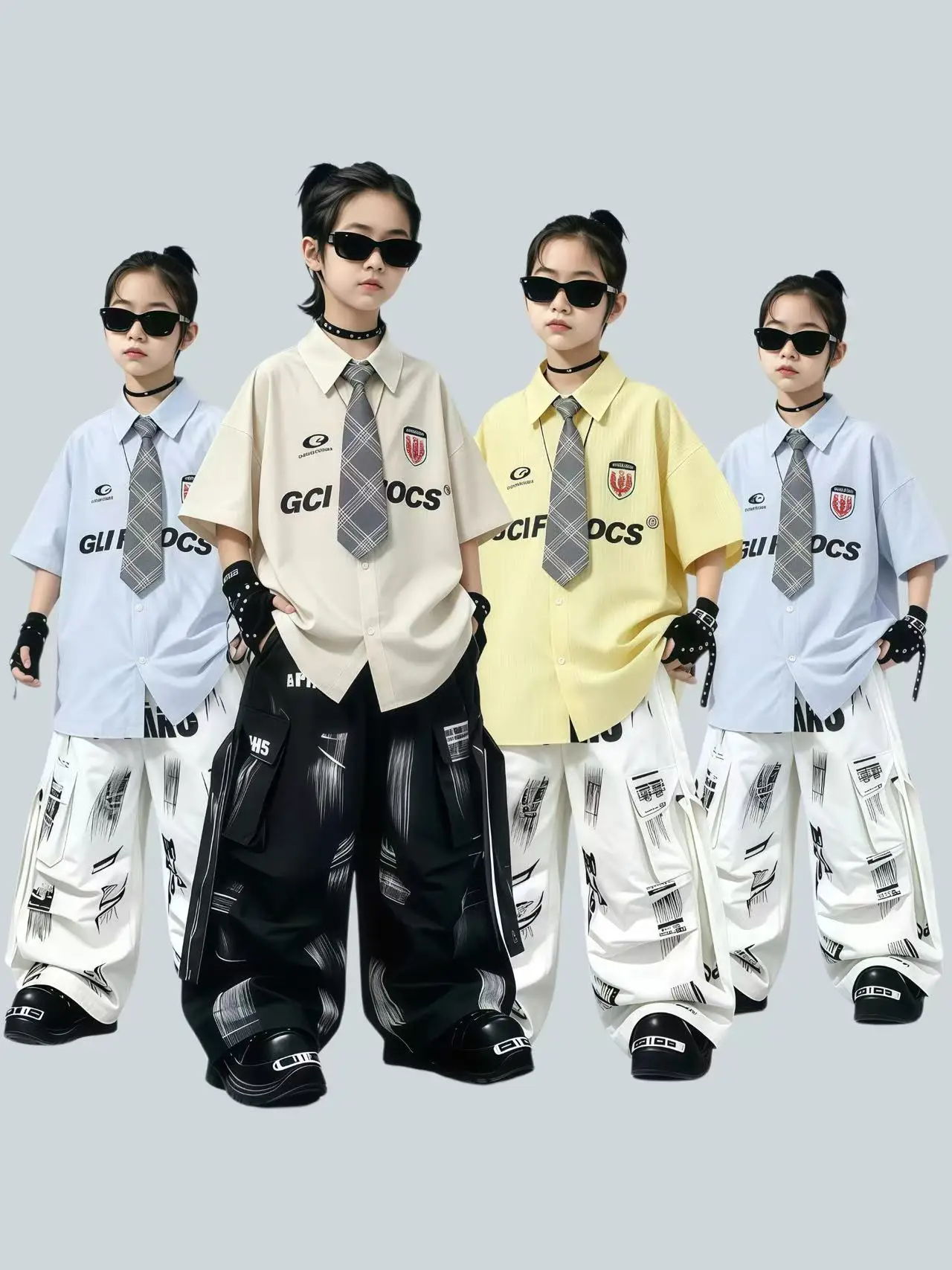 Conjunto de Dança de Rua Infantil Hip Hop Jazz, Roupa de Performance em Algodão para Meninos e Meninas, Marca da Moda, Vestuá...