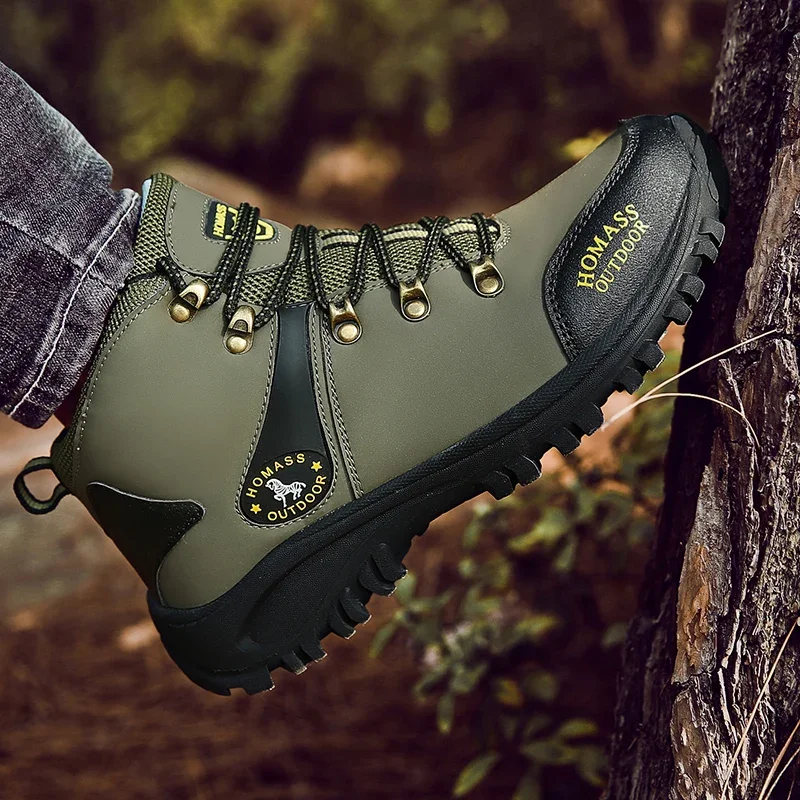 Męskie buty outdoorowe dla mężczyzn Buty turystyczne Buty outdoorowe Mężczyźni Wysokie buty trekkingowe Botas Skórzane kowbojskie Ciepłe wodoodporne