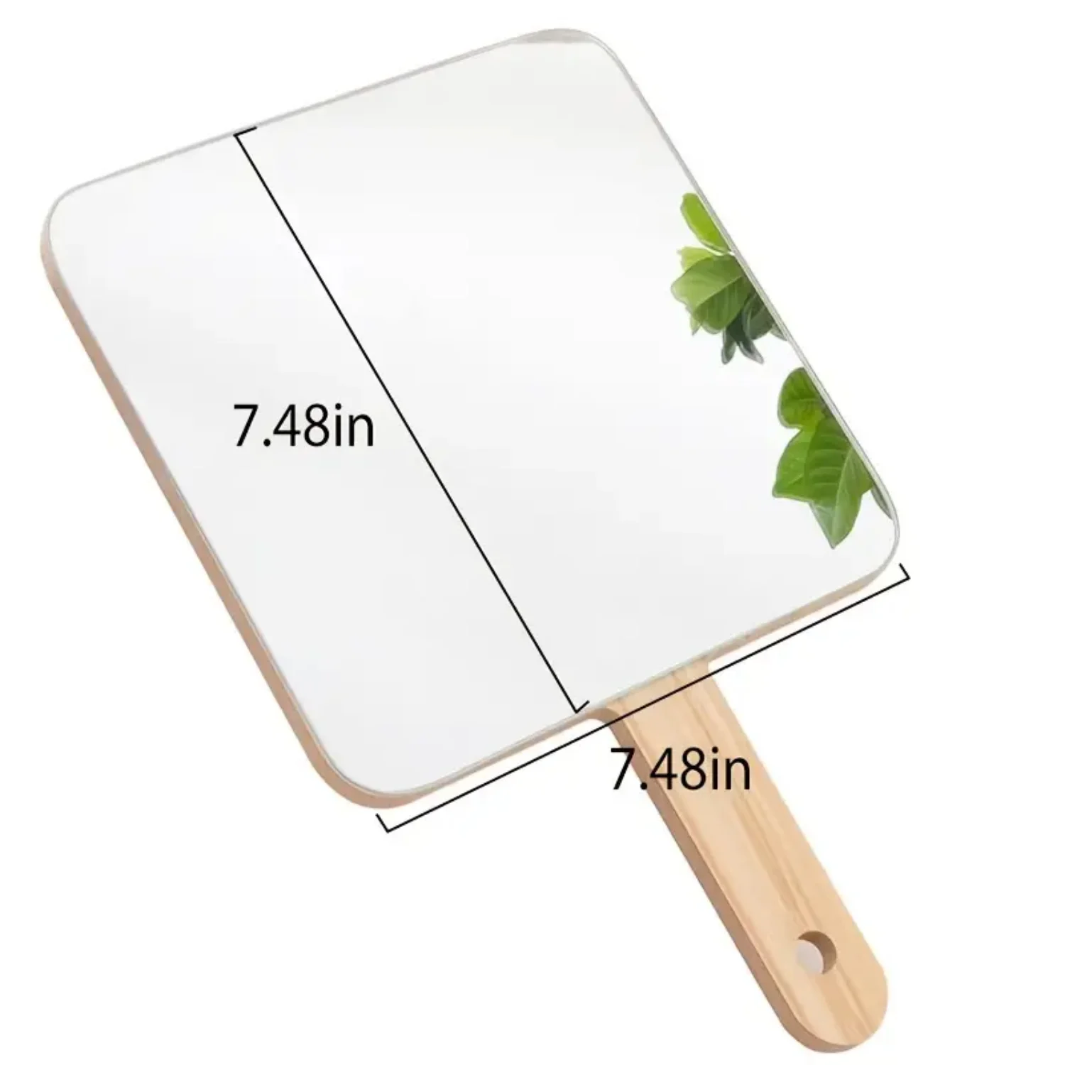 Wooden Handle Handheld Makeup Mirror HD Portable Travel Wood Grain Mirror